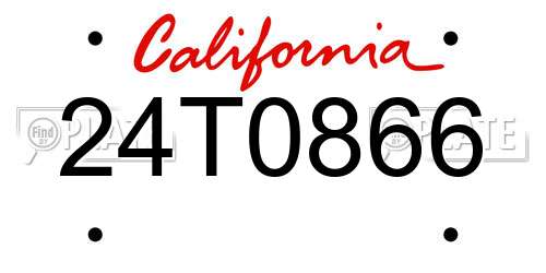 24T0866 California License Plate