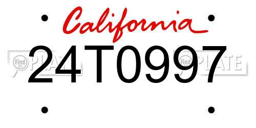 24T0997 California License Plate