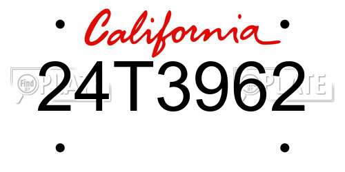 24T3962 California License Plate