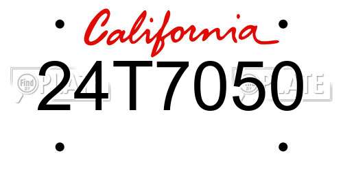 24T7050 California License Plate