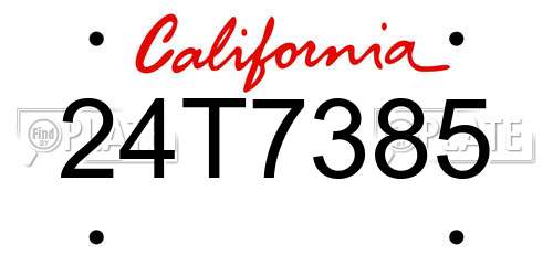 24T7385 California License Plate