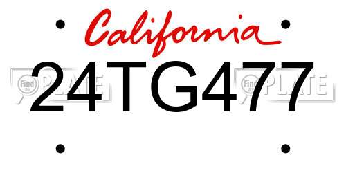 24TG477 California License Plate