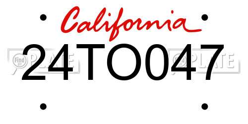 24TO047 California License Plate