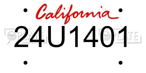 24U1401 California License Plate