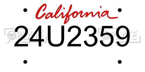 24U2359 California License Plate