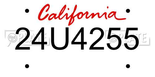 24U4255 California License Plate