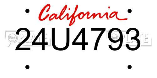 24U4793 California License Plate