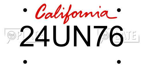 24UN76 California License Plate