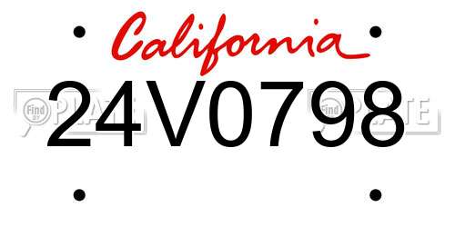 24V0798 California License Plate