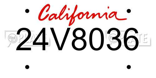 24V8036 California License Plate