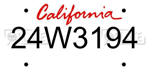 24W3194 California License Plate