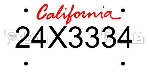 24X3334 California License Plate