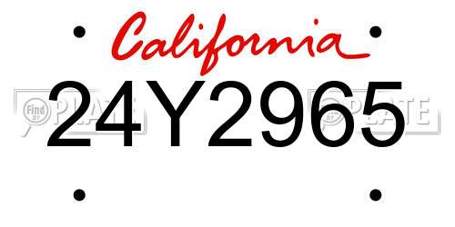 24Y2965 California License Plate