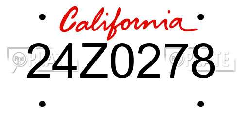 24Z0278 California License Plate