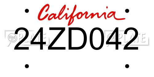 24ZD042 California License Plate