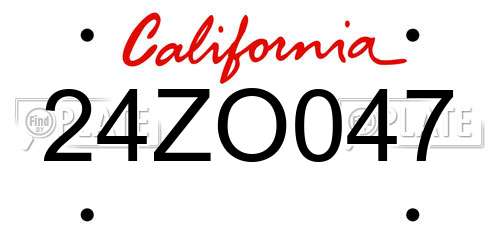 24ZO047 California License Plate