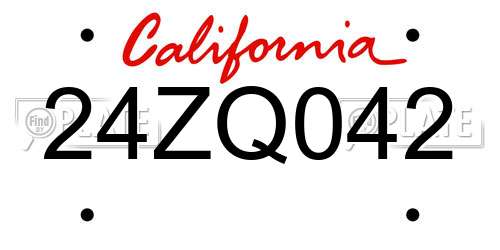 24ZQ042 California License Plate