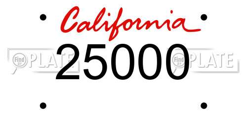 25000 California License Plate