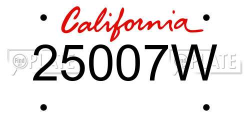 25007W California License Plate