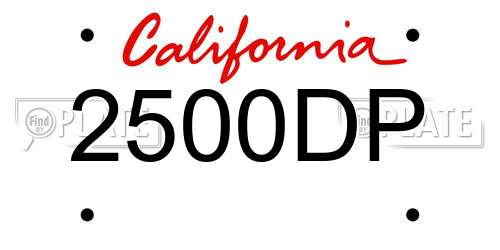 2500DP California License Plate