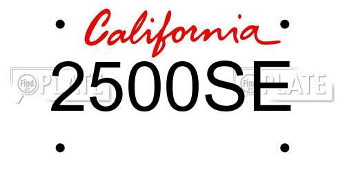 2500SE California License Plate