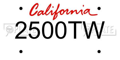 2500TW California License Plate