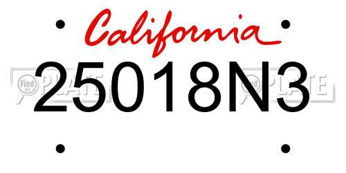 25018N3 California License Plate