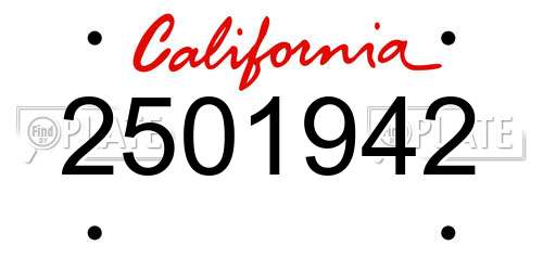 2501942 California License Plate