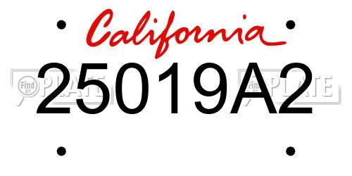 25019A2 California License Plate