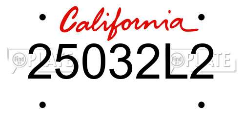 25032L2 California License Plate