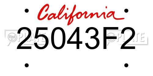 25043F2 California License Plate