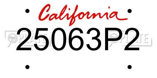 25063P2 California License Plate
