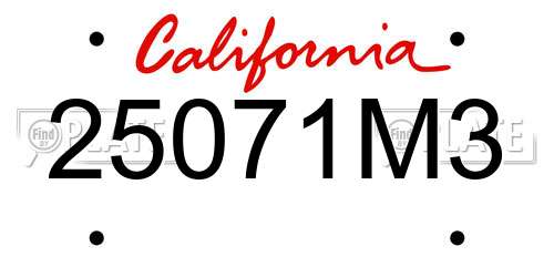 25071M3 California License Plate