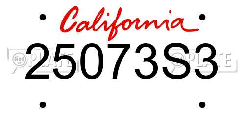 25073S3 California License Plate