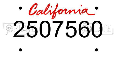 2507560 California License Plate