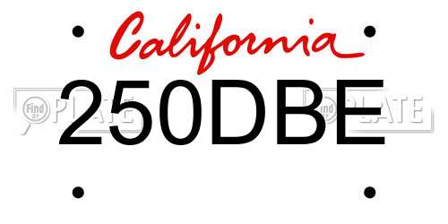 250DBE California License Plate