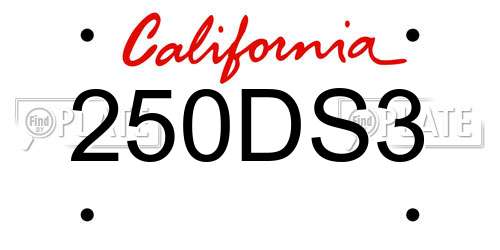 250DS3 California License Plate
