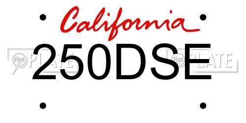 250DSE California License Plate