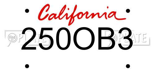 250OB3 California License Plate