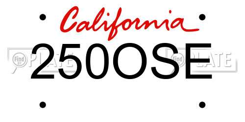 250OSE California License Plate