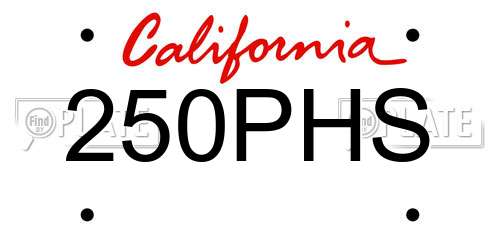 250PHS California License Plate