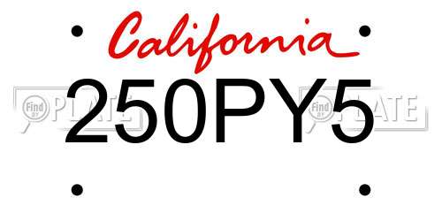 250PY5 California License Plate