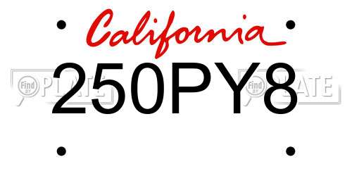 250PY8 California License Plate
