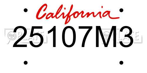 25107M3 California License Plate