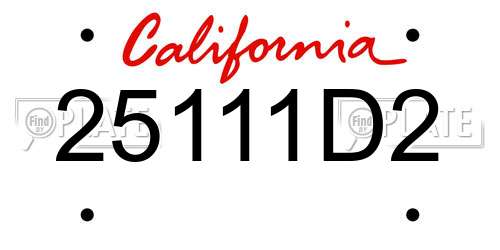 25111D2 California License Plate