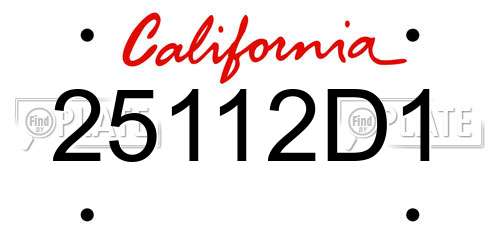 25112D1 California License Plate