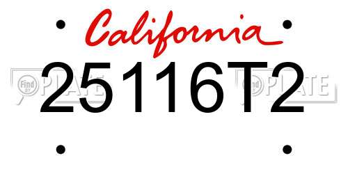 25116T2 California License Plate