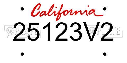 25123V2 California License Plate