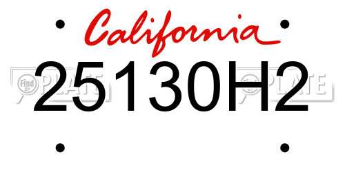 25130H2 California License Plate