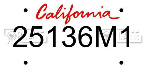 25136M1 California License Plate